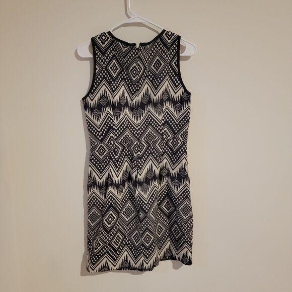J Crew Sheath Dress Size 6 Aztec Tan Black Tribal Knee Length Boho Zig Zag - Picture 2 of 7